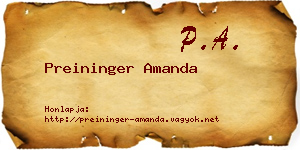 Preininger Amanda névjegykártya